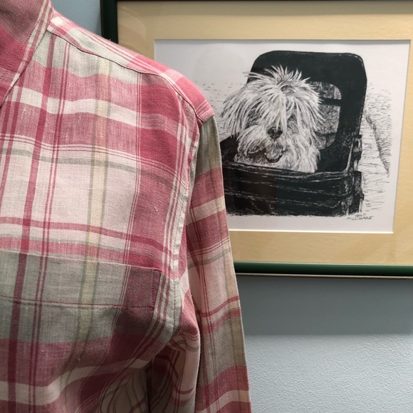 Valerie Stevens Plaid Linen Button Up Blouse/Tunic - Picture 3 of 12